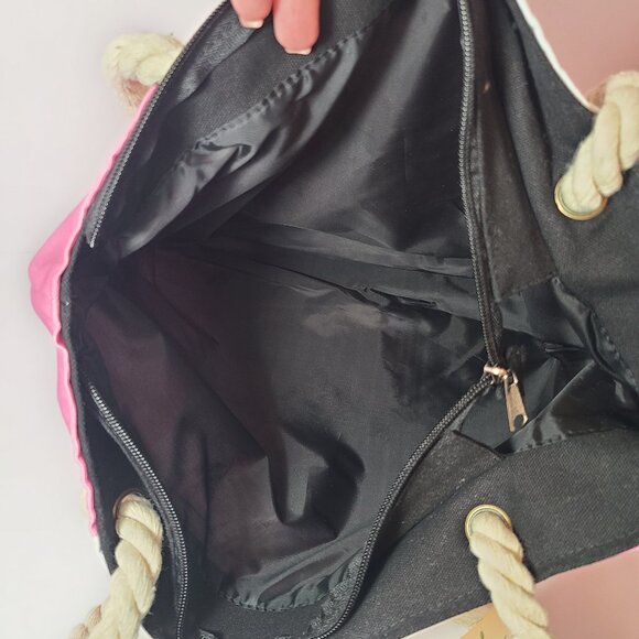 Pink Zebra Tote Bag by Angie Bryan Creations – Rope Handles - Picture 4 of 10